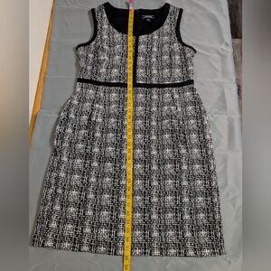 Lands' End Black and White Tweed Midi Dress